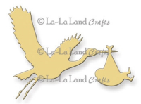 Billede: skæreskabelon stork med babylevering, La-La Land Crafts, 8105 Stork, førpris kr. 115,- nupris 