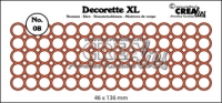 Billede: skæreskabelon Dies Crealies Decorette XL 8 CLDRXL08, 46 x 136 mm cirkel: D:5mm, førpris kr. 86,- nupris