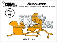 Billede: skæreskabelon 2 egern på gren, Dies Crealies Silhouetzz CLSH 03, 43x76mm, førpris kr. 60,- nupris
