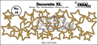 Billede: skæreskabelon sammenhængen stjerner, Dies Crealies Decorette XL CLDRXL 13, 50x147mm, førpris kr. 87,- nupris