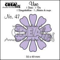 Billede: skæreskabelon blomst, Dies Crealies Uno CLUno 47, 50x49mm, kan bruges sammen med d3153, førpris kr. 40,- nupris