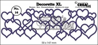 Billede: skæreskabelon sammenhængende hjerter, Dies Crealies Decorette XL CLDRXL 14, 50x147mm, førpris kr. 87,- nupris