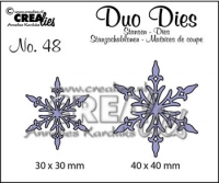 Billede: skæreskabelon Dies Crealies Duo Dies 48 CLDD48, 2 snekrystaller, førpris kr. 48,- nupris