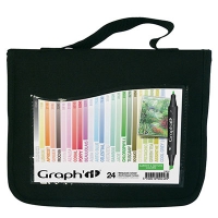 Billede: Graphit marker 24stk. i opbevaringstaske,  Garden & Nature colors, GI00248, Alcohol based marker - dobbeltspids, førpris kr. 448,- nupris