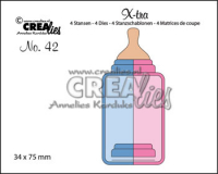 Billede: skæreskabelon mellem sutteflaske, Dies Crealies X-tra 42 Xtra42 sutteflaske, 34 x 75 mm, førpris kr. 60,- nupris