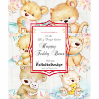 Billede: Toppers 9x9cm, 18 stk., 3x6 designs, 200g design karton, Happy Teddy Bear, FelicitaDesign
