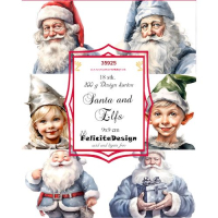 Billede:  Toppers 9x9cm, 18 stk., 6 designs, 200g, Santa and Elfs, FelicitaDesign