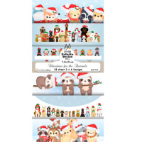 Billede: Mini slimcard 7,5x15cm, 3x6 designs, 200gr., Christmas for the Animals, FelicitaDesign