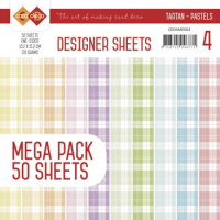 Billede: Karton pakke 50ark 15,2x15,2cm 170g tern, pastelfarver, CDDSMP004, CardDeco