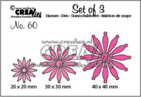 Billede: skære/prægeskabelon 3 blomster, Dies Crealies Set of tree 60 CLSet60, 20 mm - 30 mm - 40 mm