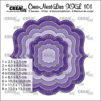 Billede: skæreskabelon 8 rammer med stitch indvendig, Dies Crealies Crea-Nest-Lies XXL dies101, Fantasy shape B, with stitch line, førpris kr. 164,- nupris   