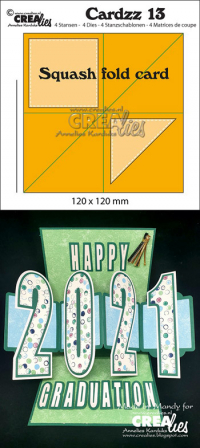 Billede: skære/prægeskabelon foldekort, kan bruges som foldekort i et pop-up kort, Dies Crealies CLCZ13, førpris kr. 88,- nupris  