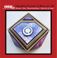 Billede: skære/prægeskabelon boks, Dies Crealies Create A Box 15, CCAB15, Færdig box 12 x 12 cm, Gemstone box , førpris kr. 124,- nupris 
