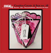 Billede: skære/prægeskabelon poseboks, Dies Crealies Create A Box 16, CCAB16, Færdig box 10,7 x 5,0 x 13,5 cm, Bag box