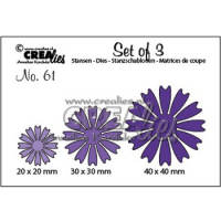 Billede: skæreskabelon 3 blomster, Dies Crealies CLSet61, Set of 3 no. 61, 20x20 - 30x30 - 40x40mm