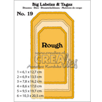 Billede: skæreskabelon 3 labels med pyntepapir-die, rystede eller ru kanter, Dies Crealies CLBigLT19, Big Labelzz & Tagzz 19 