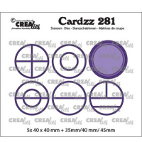 Billede: skæreskabelon cirkler, Dies Crealies Cardzz stansen 281, CLCZ281 5x 40 x 40 mm + 35mm/40mm/45mm 