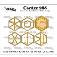 Billede: skæreskabelon sekskanter, Dies Crealies Cardzz stansen 283, CLCZ283, 
5x35x40mm+40x46mm-35x40mm-28x32mm 