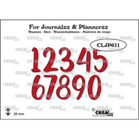 Billede: skæreskabelon tal fra 0 til 9, Dies Crealies Journalzz & Plannerzz 611, 0 ca. 1,5x2,5cm