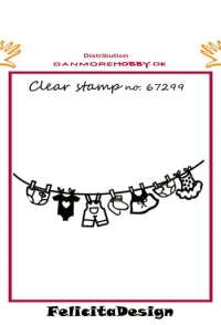 Billede: clear stamp pigetøj på tørresnor, FelicitaDesign
