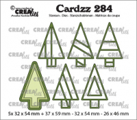 Billede: skæreskabelon juletræer, Cardzz Elements dies no. 284, trees, Crealies
CLCZ284, This set consists of 8 dies: 5x 32 x 54 mm + 37 x 59 mm - 32 x 54 mm - 26 x 46 mm.