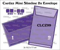 Billede: skæreskabelon kuvert til mini slimline card, Dies Crealies CLCZ99 - Cardzz 99, 10,5 x 17 cm 2 kuverter / mini slimline 