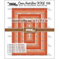 Billede: skæreskabelon 12 rektangulære dies med frimærkekanter, Dies Crealies,  CLNestXXL126 rektangel