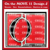 Billede: skære/prægeskabelon svingkort,  On the MOVE dies no. 11, Design J, Swingcard with circle, Folded: 13,5 x 13,5 cm., Tutorial Video On the MOVE no. 11, CreaLies