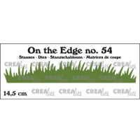 Billede: skæreskabelon græstue med lille bue, der kun skæres fra i den øverste kant, On the Edge dies no. 54, Grass curved 14,5 cm, CreaLies