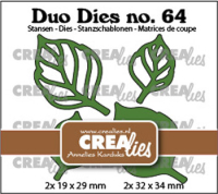 Billede: skæreskabelon 2 blade med baggrund, Dies Crealies CLDD64 Leaves 16, 2xsolid + 2xopen, Duo Dies 64