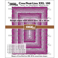 Billede: skæreskabelon 12 rektangulære rammer med stitch og rystet kant,  Crea-Nest-Lies XXL dies no. 130, Rectangles with rough edges and stitchlines, CreaLies