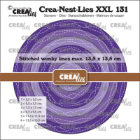 Billede: skæreskabelon runde rammer med snoet stitchmønster, Dies Crealies CLNestXXL131 XXL 131, Max. 13,5 x 13,5 cm