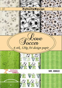 Billede: A4 ark 120g design papir 6ark, Love Soccer, FelicitaDesign 