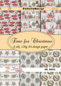 Billede: A4 ark 120g design papir, 6ark, Time for Christmas, FelicitaDesign