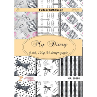 Billede: A4 ark 120g design papir 6 ark, et af hver,My Diary , FelicitaDesign