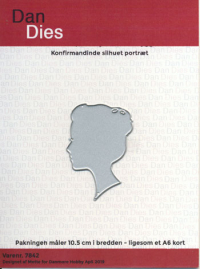 Billede: skæreskabelon pige/kvindehoved i silhouette, 3,8x5cm, DanDies