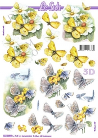 Billede: sommerfugle i blomster, nouvelle