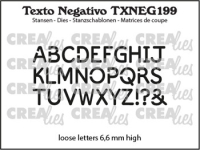 Billede: skæreskabelon alfabet og tegn, Dies Crealies Texto Negativo 199,
TXNEG199, løse bogstav 6,6mm