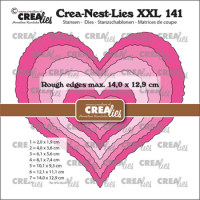 Billede: skæreskabelon 7 hjerter med rystet kant, Dies Crealies Crea-Nest-Lies XXL 14, CLNESTXXL141 Max. 14,0 x 12,9 cm