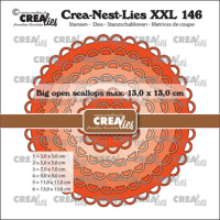 Billede: skæreskabelon rund baggrund med scallopkant, Dies Crealies Crea-Nest-Lies XXL 146