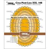 Billede: skæreskabelon oval baggrund med scallopkant, Dies Crealies Crea-Nest-Lies XXL 148