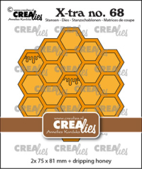 Billede: skæreskabelon lille bitavle med dryppende honning, Dies Crealies X-tra stansen 68, CLXtra67, 2x75 x 81mm 