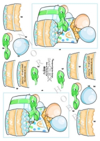 Billede: balloner, gave og kage til babydreng, dan-quick 