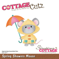 Billede: skæreskabelon lille mus i regntøj, Spring Showers Mouse, cc-1007, CottageCutz