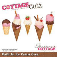 Billede: skæreskabelon vaffelis, Dies CottageCutz CC-1009, Build An Ice Cream Cone, samlet ca. 2,8 x 4,8 cm til 3 x 8,6 cm