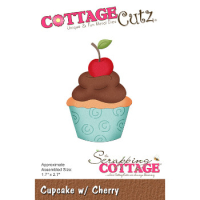 Billede: skæreskabelon cupcake med kirsebær i toppen, Dies CottageCutz CC-1013, Cupcake w/Cherry, samlet ca. 4,3 x 6,9 cm