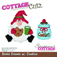 Billede: skæreskabelon julegnome med kagedåse, Dies CottageCutz CC-1102, Santa Gnome w/Cookies