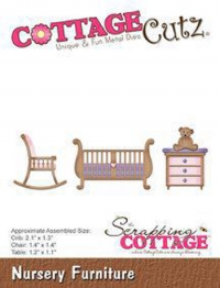 Billede: skæreskabelon møbler til babyværelset, Dies CottageCutz CC-305, førpris kr. 100,- nupris