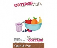 Billede: skæreskabelon frugtskål og yogurt, cc-435, CottageCutz, førpris kr. 75,- nupris