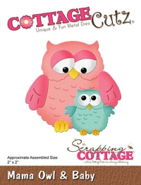 Billede: skæreskabelon ugle med unge, cc-460, Mama Owl and Baby, CottageCutz, førpris kr. 108,- nupris